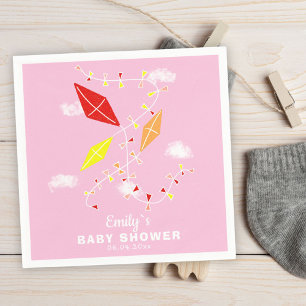 Serviette En Papier Cerfs-volants dans Sky Pink Girl Baby shower Party