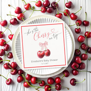 Serviette En Papier Cerise Chic sur le dessus Coquette Baby Shower