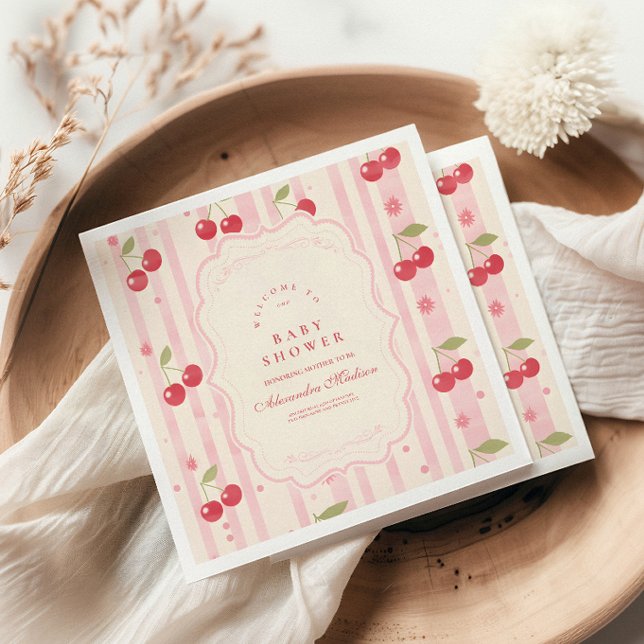 Serviette En Papier Cerise Coquette unique sur le Baby shower supérieu (Créateur téléchargé)