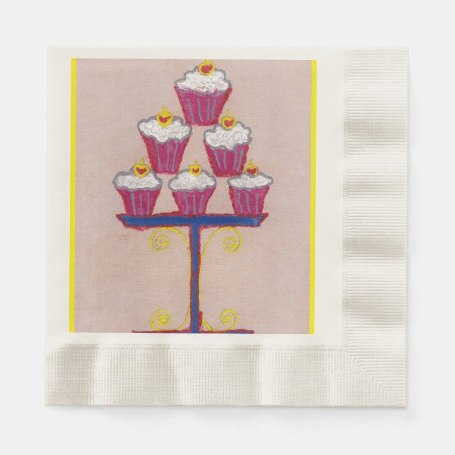Serviette En Papier Cerise Cupcake Art rose Imprimer Naples (Devant)