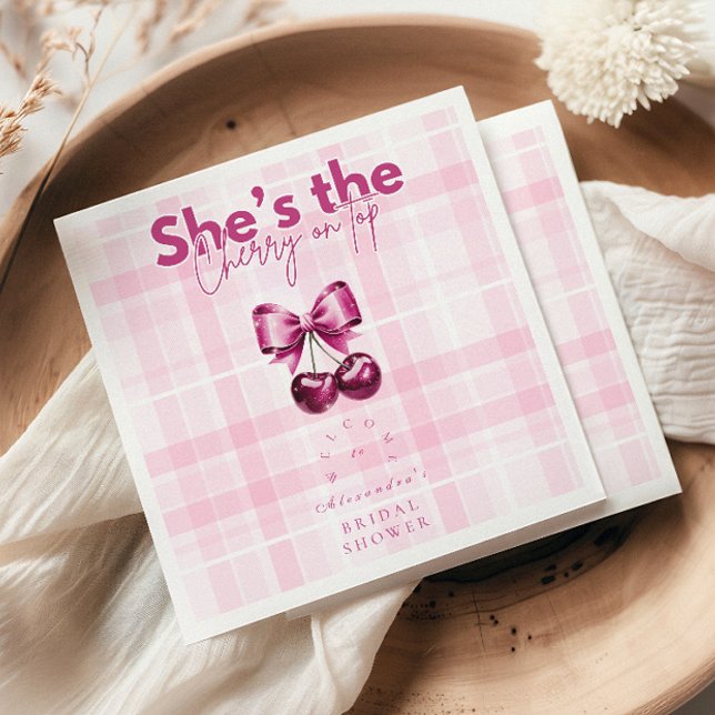 Serviette En Papier Cerise de Bow sur la Fête des mariées supérieure (Créateur téléchargé)