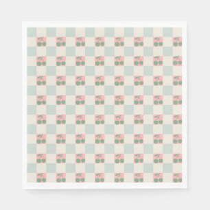 Serviette En Papier Cerise esthétique rose verte À damiers Motif Y2K