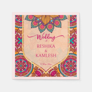 Serviette En Papier Cerise mandala rangoli mariage nom personnalisé
