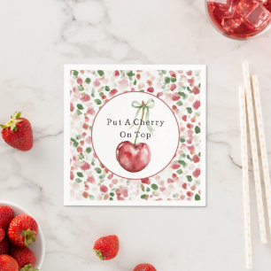 Serviette En Papier Cerise Rouge Pomme Vert Pétales
