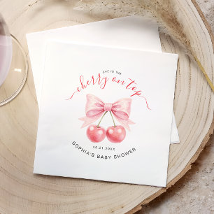 Serviette En Papier Cerise sur le dessus Fille Coquette Baby Shower