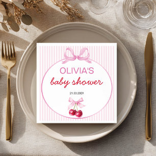 Serviette En Papier Cerise sur le dessus Fille Coquette Rose Baby Show