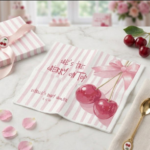 Serviette En Papier Cerise Sur Le Haut Été Rouge Rétro Arc Baby Shower