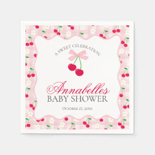 Serviette En Papier Cerise Sweet Coquette Rose Bow En vichy Baby showe