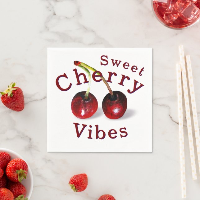 Serviette en papier Cerises (En situation)