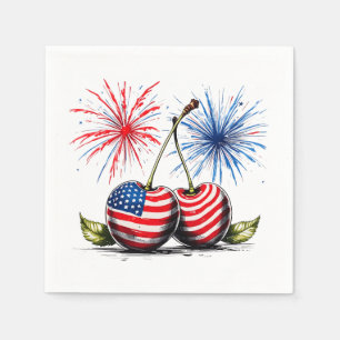 Serviette En Papier Cerises 4 juillet, Tee patriotique