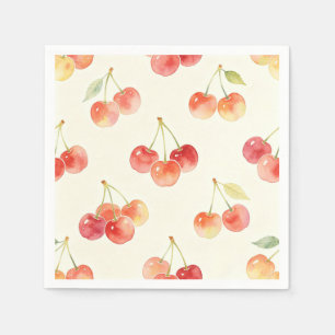 Serviette En Papier Cerises à l'aquarelle, été doux