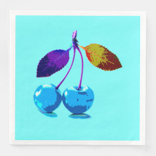 Serviette En Papier Cerises bleues vives