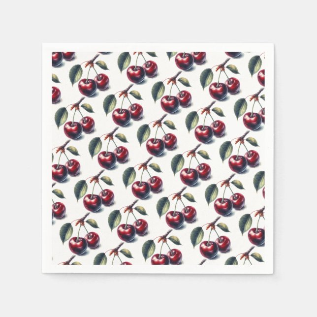 Serviette En Papier Cerises Charmantes (Devant)