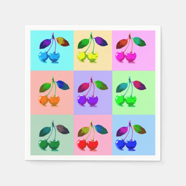 Serviette En Papier Cerises colorées - Pop Art (Devant)