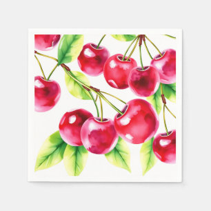 Serviette En Papier Cerises d'aquarelle joueuses