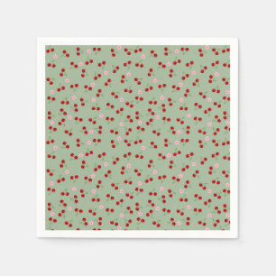 Serviette En Papier Cerises Et Fleurs