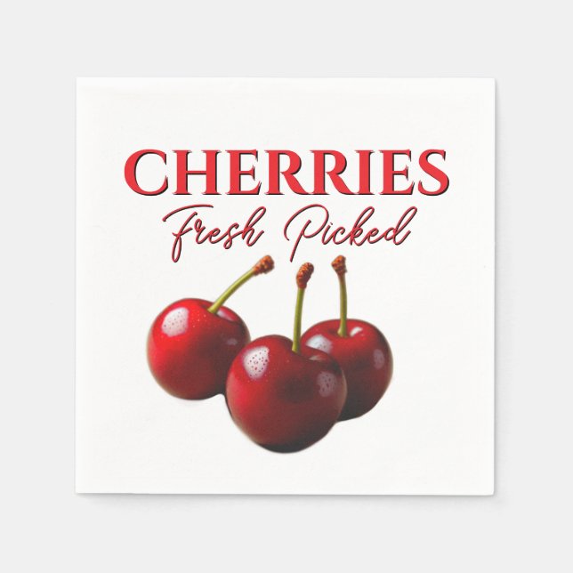 Serviette En Papier Cerises fraîchement cueillies  (Devant)
