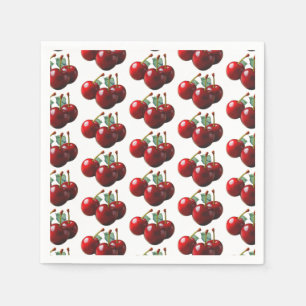 Serviette En Papier Cerises rétro fraîchement cueillies