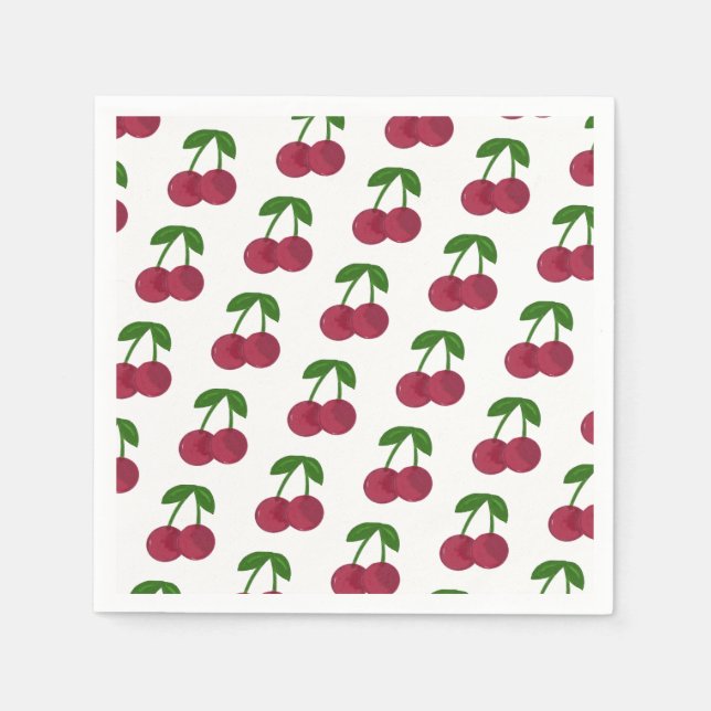 Serviette En Papier Cerises Sombres de l'Été (Devant)