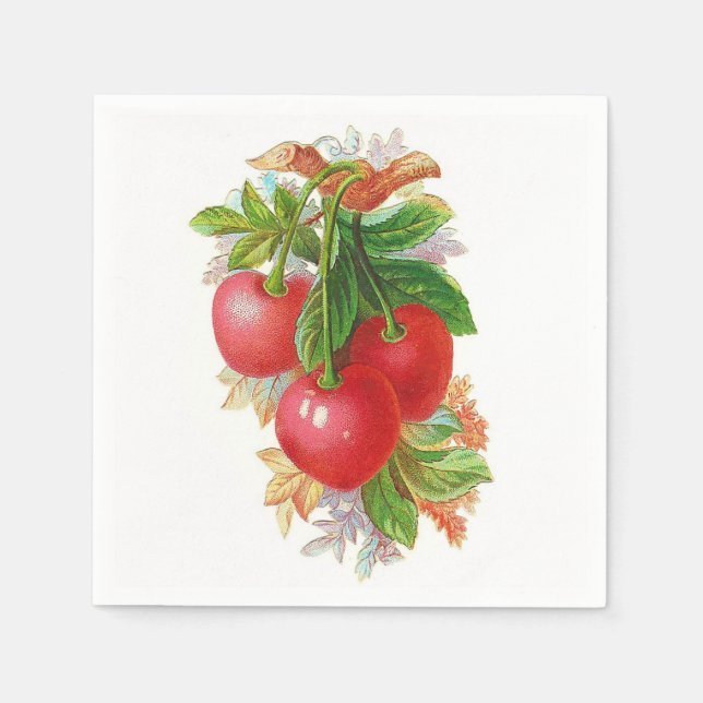 Serviette En Papier Cerises vintages (Devant)