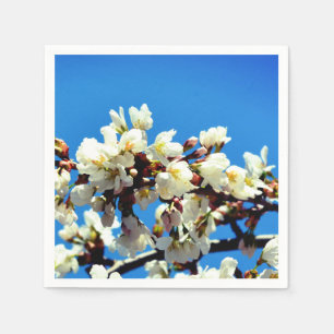Serviette En Papier Cerisier blanc à fleurs printanières, arbre à fleu