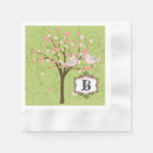 Serviette En Papier Cerisier Fleur Oiseaux Mariage Papier Napkins