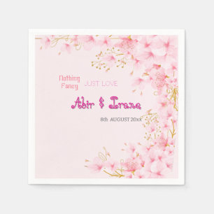 Serviette En Papier Cerisier Fleur Personnalisé Rose Élégant