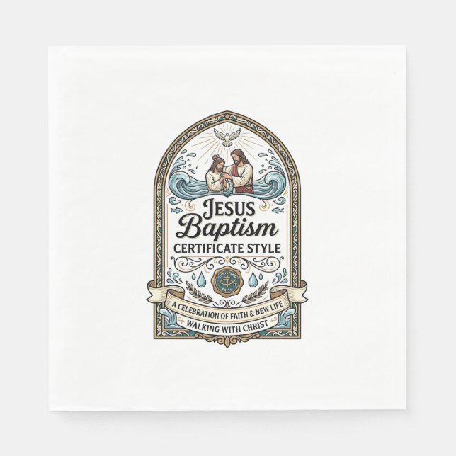 Serviette En Papier Certificat de baptême de Jésus Style Certificat de (Devant)
