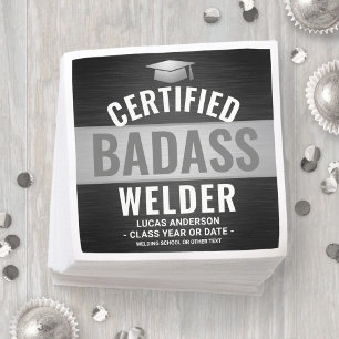 Serviette En Papier Certified Badass Welder Party Black