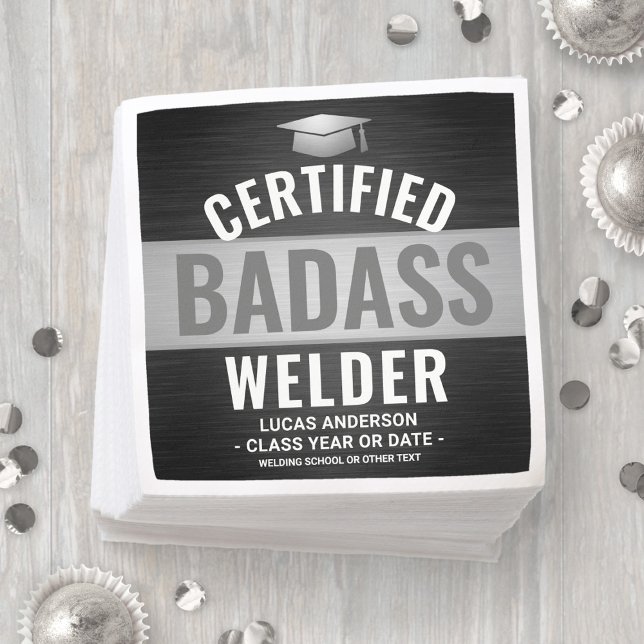 Serviette En Papier Certified Badass Welder Party Black (Créateur téléchargé)
