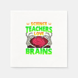 Serviette En Papier Cerveau d'enseignants Squelette Main Cœur Hallowee
