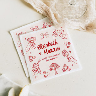 Serviette En Papier C'est Amore ! Fiançailles italien rouge