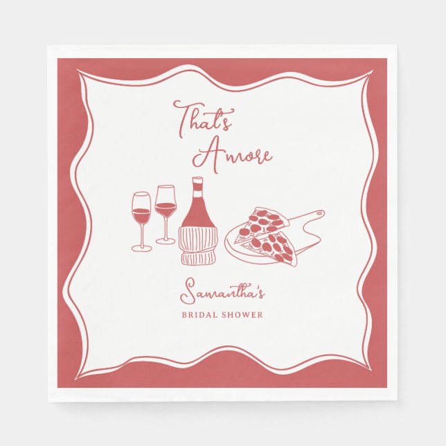 Serviette En Papier C'est Amore Italien Pizza Vin Fête des mariées (Devant)