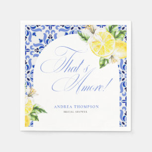 Serviette En Papier C'est Amore Lemon Italian Blue Tile Fête des marié