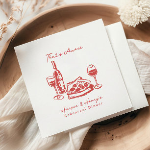 Serviette En Papier C'est Amore Pizza Wine Sketch Dîner de répétition