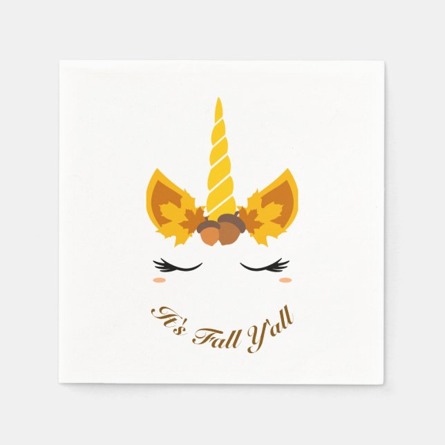 Serviette En Papier C'est Automne Y'all Automne Unicorn Papier Party N (Devant)