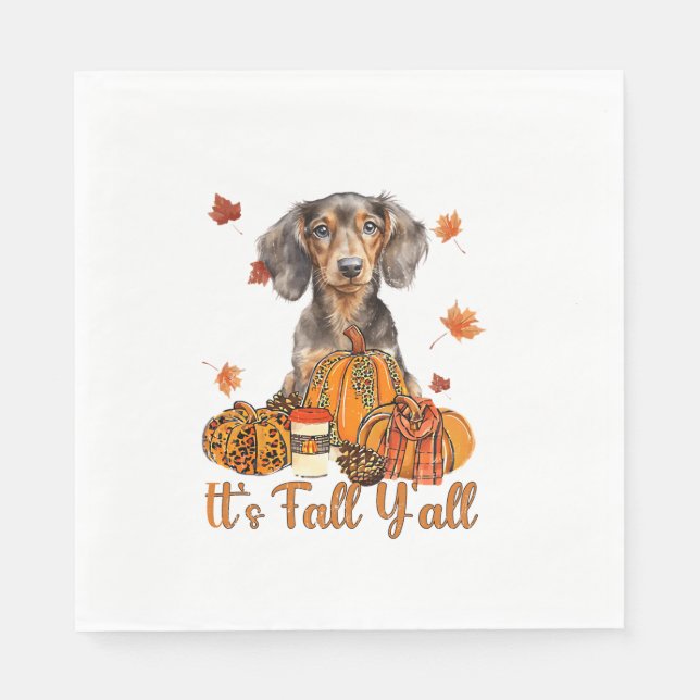 Serviette En Papier C'Est Automne Y'all Dachshund Chien Automne Écharp (Devant)