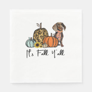 Serviette En Papier C'est automne Y'all Jaune Dachshund Chien Leopard 