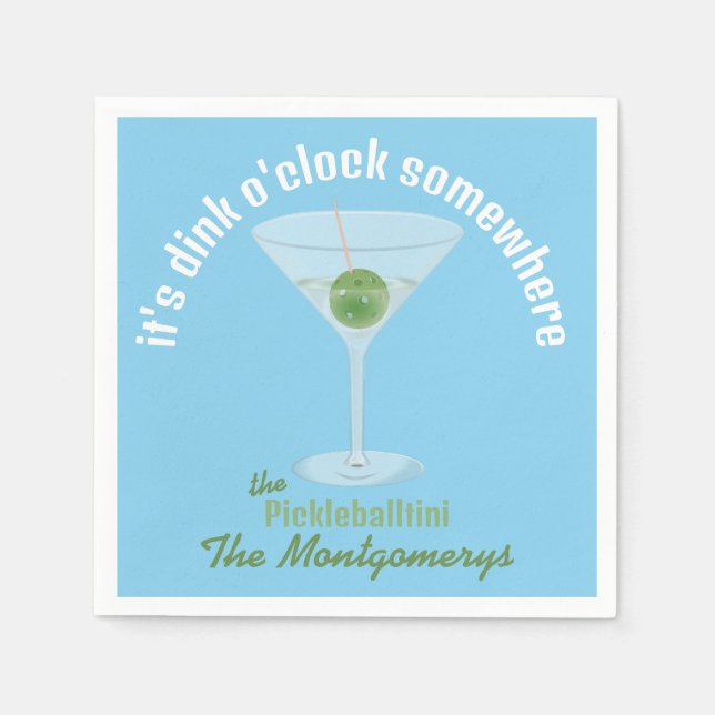 Serviette En Papier C'est Dink O'Clock Somewhere Pickle Martini - Blue (Devant)