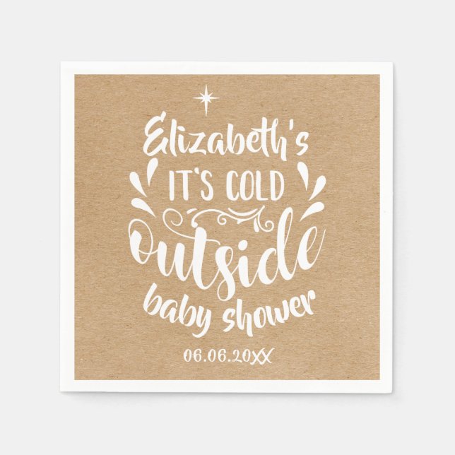 Serviette En Papier C'est Froid Dehors Baby Shower / Sprinkle Kraft Ru (Devant)