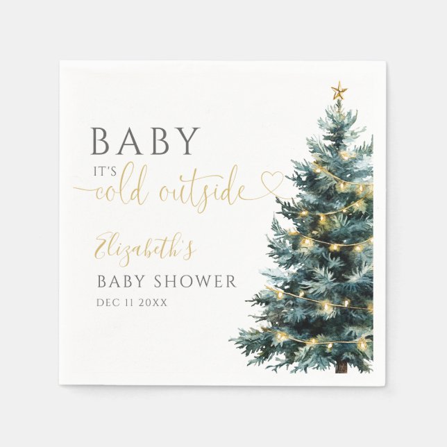 Serviette En Papier C'est Froid Dehors Bébé Shower d'Hiver de Noël (Devant)