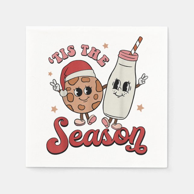 Serviette En Papier C'Est La Saison Cookies Lait Santa Hat Noël Re (Devant)
