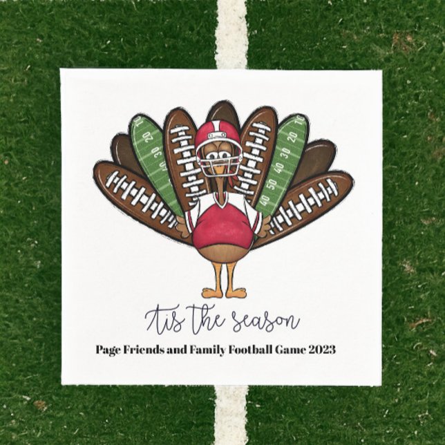 Serviette En Papier C'est la saison Script Thanksgiving Football Turqu (Créateur téléchargé)