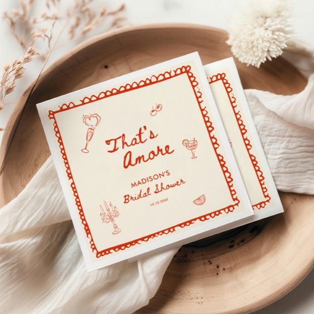 Serviette En Papier C'est l'Amore Mariage Shower à l'Italienne Dessiné (Créateur téléchargé)