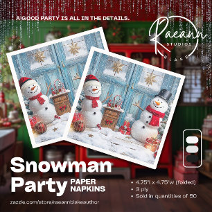 Serviette En Papier C'est l'heure de la fête de l'homme de neige Servi