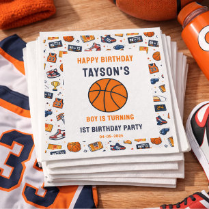 Serviette En Papier C'est l'heure du match Basket-ball 1er anniversair