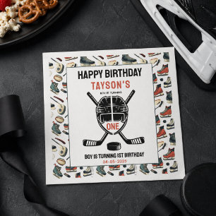 Serviette En Papier C'est l'heure du match de hockey pour la fête du 1
