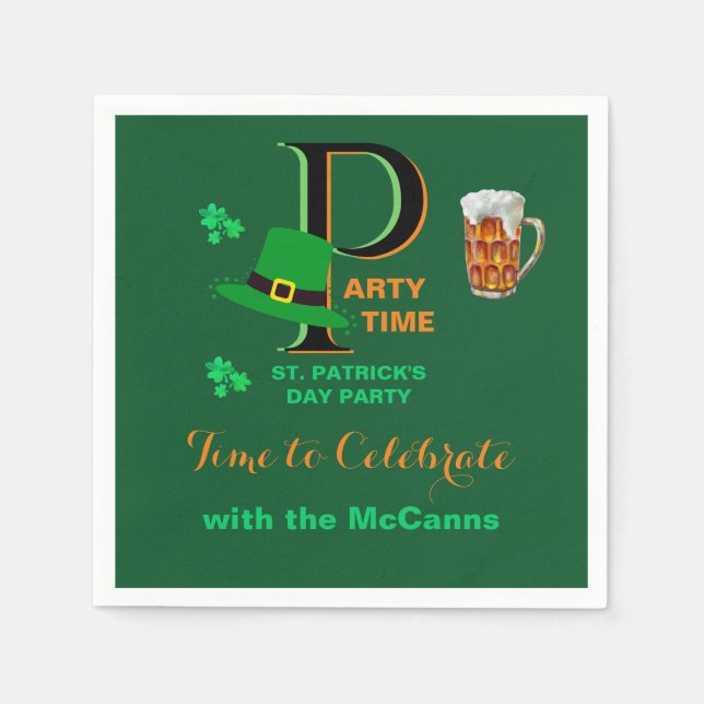 Serviette En Papier C'est temps de célébrer la Saint-Patrick    (Devant)