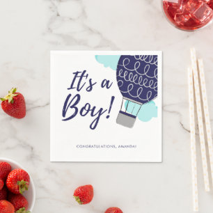 Serviette En Papier C'est un Baby shower Bleu à air chaud garçon