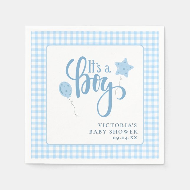 Serviette En Papier C'est un Baby shower Boy Blue Simple Script (Devant)